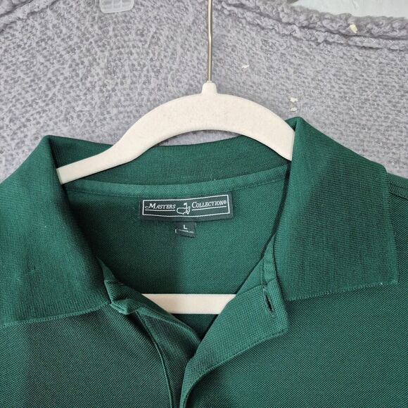 Mens Golf Polo Shirt LARGE Green Collection Masters 100% Cotton Embroidered Logo - Picture 4 of 10
